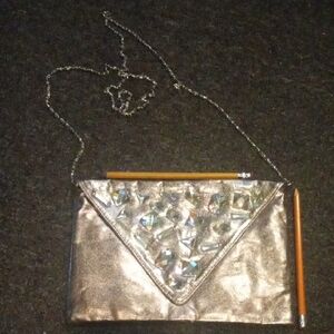 Silver Chain Clutch